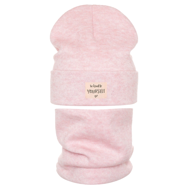 Комплект детский двойной Grandcaps персиковый - Комплект: шапочки и шарф