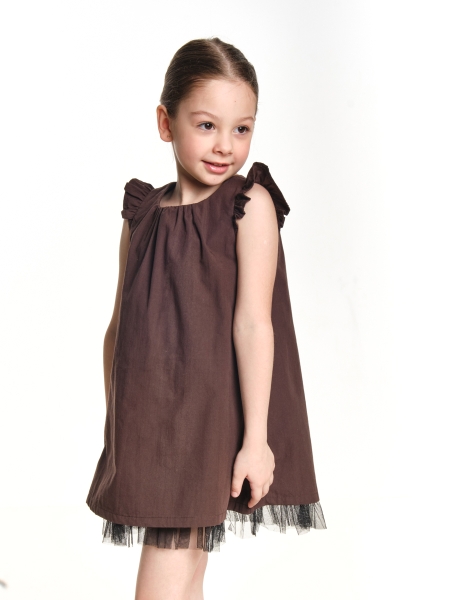 Платье для девочек Mini Maxi, модель 0495, цвет коричневый - Платья для девочек с коротким рукавом