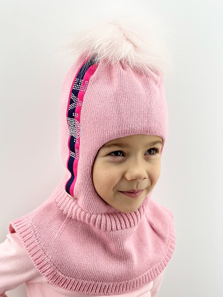 Шлем для девочки Ежевичка, Миалт розовый, зима - Шапки-шлемы зима-осень