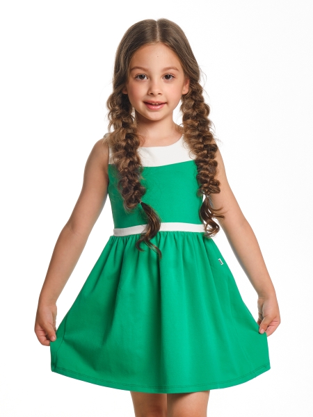 Платье для девочек Mini Maxi, модель 1493, цвет белый/зеленый - Платья для девочек с коротким рукавом