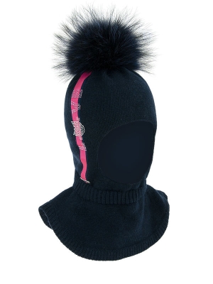Шлем для девочки Ежевичка, Миалт темно-синий, зима
