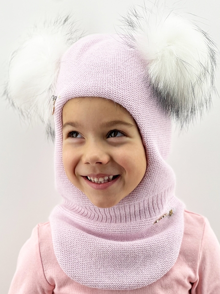 Шлем для девочки Селестия, Миалт светло-розовый, зима - Шапки-шлемы зима-осень