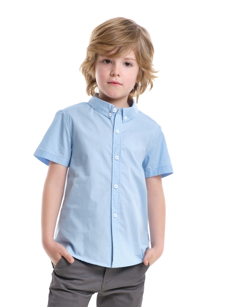 Рубашка для мальчиков Mini Maxi, модель 6638, цвет голубой - Рубашки с коротким рукавом