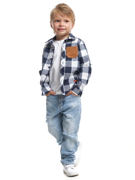 Рубашка для мальчиков Mini Maxi, модель 8014, цвет клетка - Рубашки с длинным рукавом