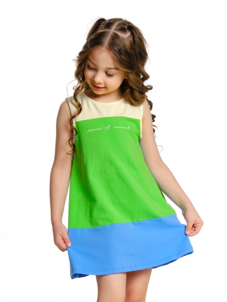 Платье для девочек Mini Maxi, модель 3311, цвет салатовый/голубой - Платья для девочек с коротким рукавом