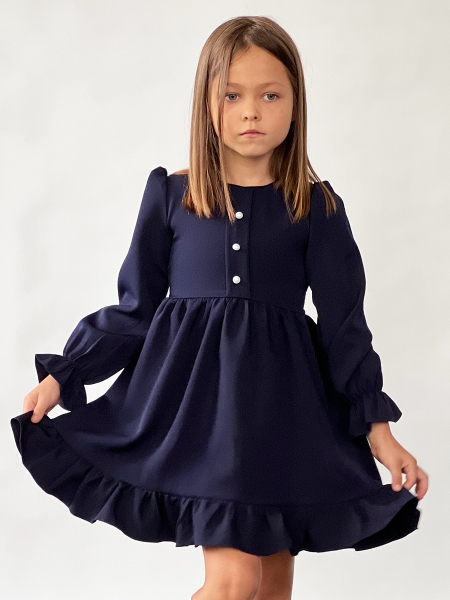 Платье для девочки школьное БУШОН ST52, цвет темно-синий - Платья коктельные / вечерние