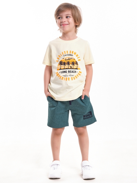 Комплект одежды для мальчиков Mini Maxi, модель 7621/762, цвет бежевый/зеленый - Комплекты летние