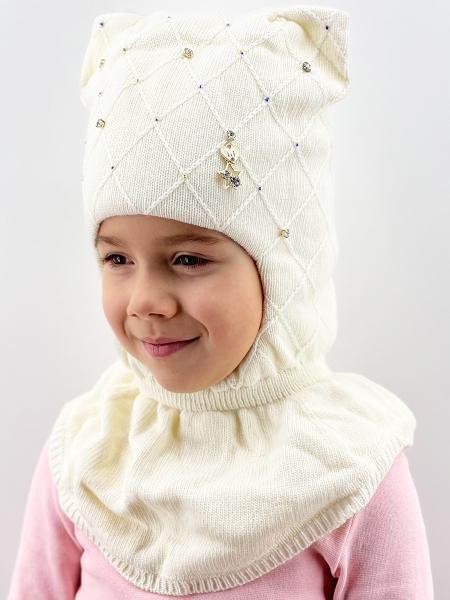 Шлем для девочки Сонечка, Миалт белый, зима - Шапки-шлемы зима-осень