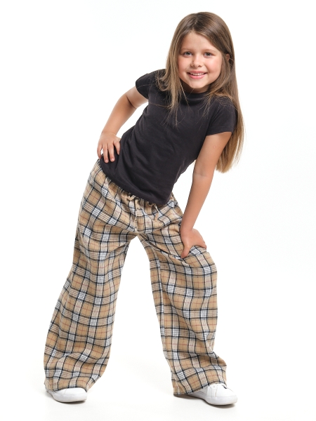 Брюки для девочек Mini Maxi, модель 5161, цвет коричневый/бежевый/клетка - Брюки палаццо