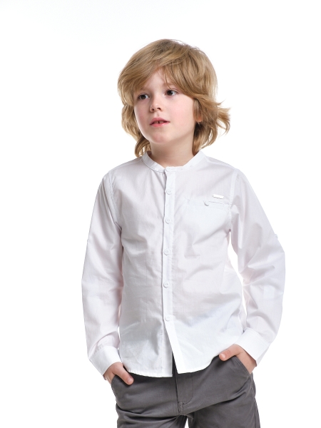 Рубашка для мальчиков Mini Maxi, модель 7950, цвет белый - Рубашки с длинным рукавом