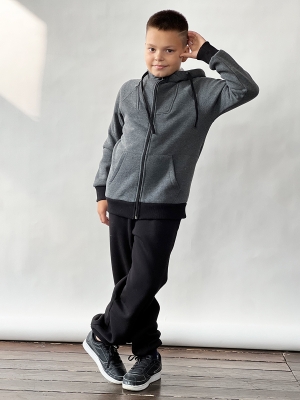 Спортивный костюм с начесом для мальчика БУШОН SP30, цвет серый/черный