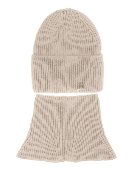 Шапка для девочки Метро комплект, Миалт светло-бежевый, зима - Комплекты: шапка и шарф