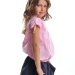 Блузка для девочек Mini Maxi, модель 3331, цвет розовый/клетка