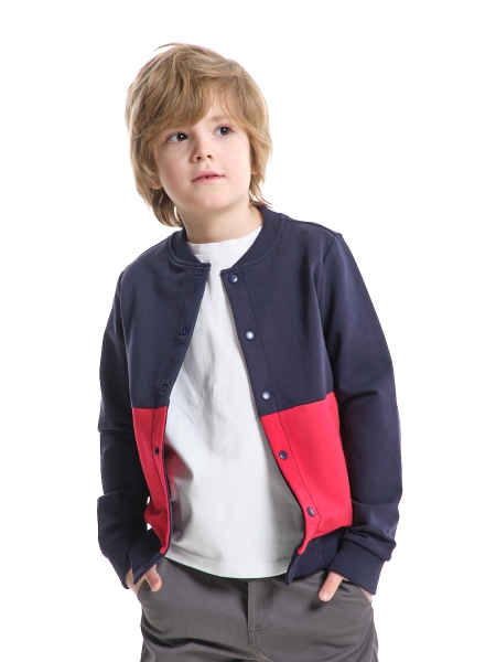 Бомбер для мальчиков Mini Maxi, модель 7718, цвет синий/красный - Бомберы / куртки