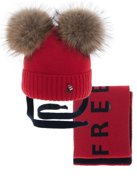 Комплект для мальчика Birds комплект, Миалт красный/темно-синий, зима - Комплекты: шапка и шарф