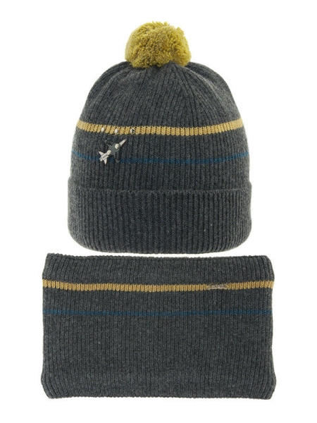 Комплект для мальчика Небосвод комплект, Миалт темно-серый, зима - Комплекты: шапка и шарф