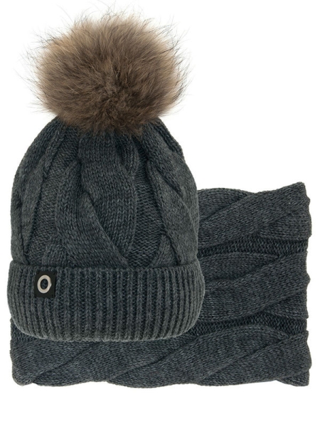 Комплект для девочки Брауни комплект, Миалт темно-серый/меланж, зима - Комплекты: шапка и шарф