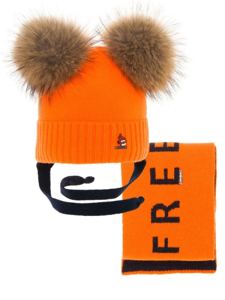 Комплект для мальчика Birds комплект, Миалт оранжевый/неон/темно-синий, зима - Комплекты: шапка и шарф