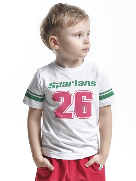 Футболка для мальчиков Mini Maxi, модель 0188, цвет белый/зеленый - Футболки для мальчиков