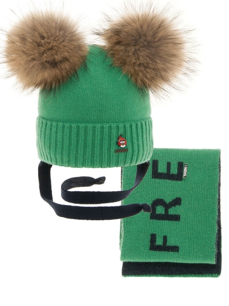Комплект для мальчика Birds комплект, Миалт ярко-зеленый/темно-синий, зима - Комплекты: шапка и шарф