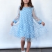Платье для девочки нарядное БУШОН ST53, цвет голубой/белый горох