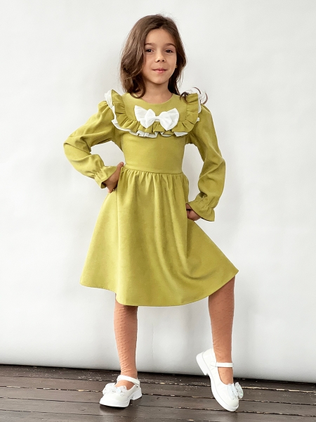 Платье для девочки нарядное БУШОН ST59, цвет оливковый - Платья коктельные / вечерние