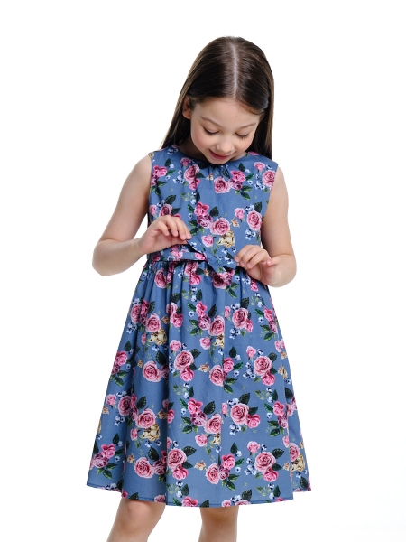 Платье для девочек Mini Maxi, модель 7567, цвет синий/мультиколор - Платья для девочек с коротким рукавом