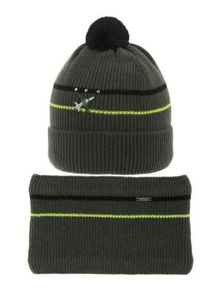 Комплект для мальчика Небосвод комплект, Миалт темный-хаки, зима - Комплекты: шапка и шарф