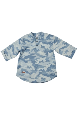 Рубашка для мальчиков Mini Maxi, модель 6444, цвет голубой/камуфляж/хаки
