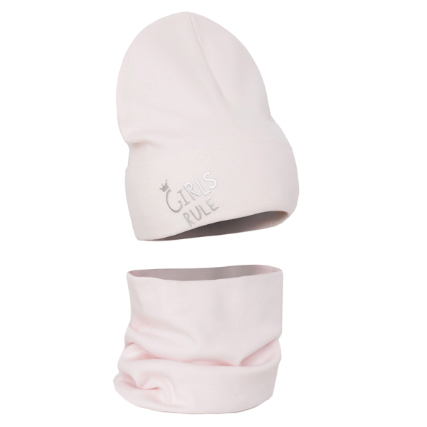 Комплект детский двойной Grandcaps бледно-розовый - Комплект: шапочки и шарф