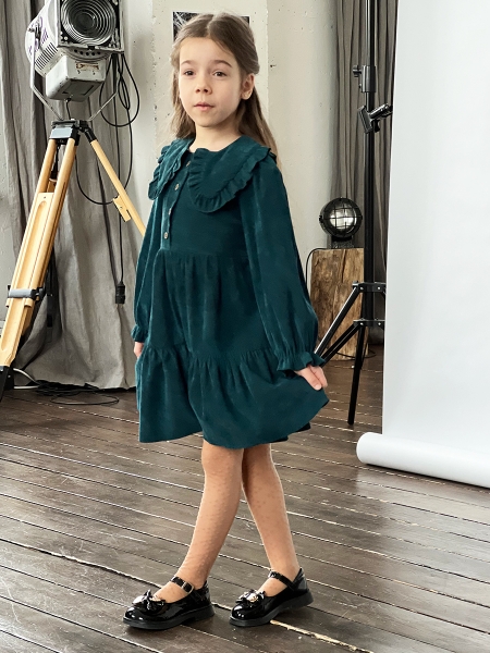 Платье для девочки школьное БУШОН ST74, цвет темно-зеленый - Платья коктельные / вечерние