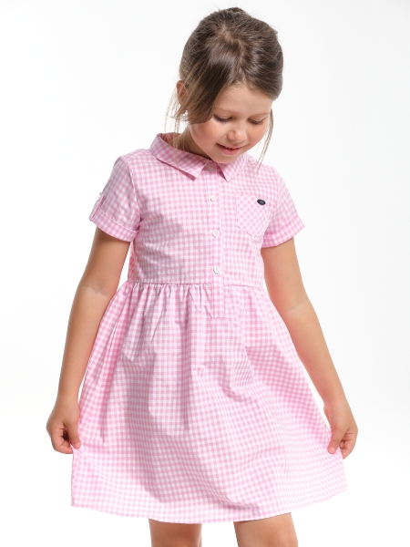 Платье для девочек Mini Maxi, модель 2684, цвет клетка/розовый - Платья для девочек с коротким рукавом