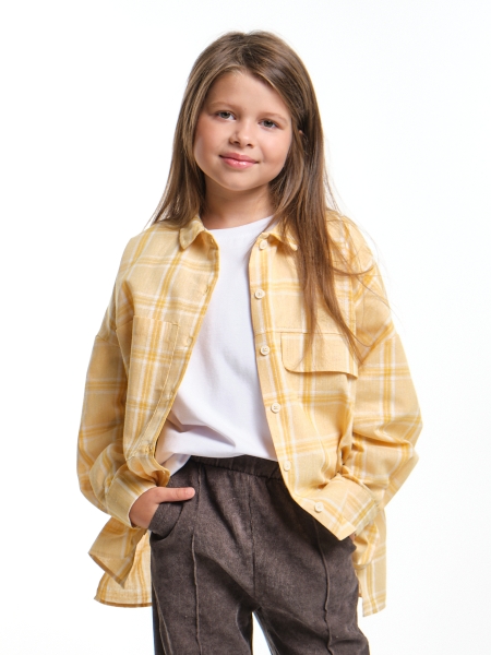 Рубашка для девочек Mini Maxi, модель 7983, цвет желтый/клетка - Рубашки для девочек