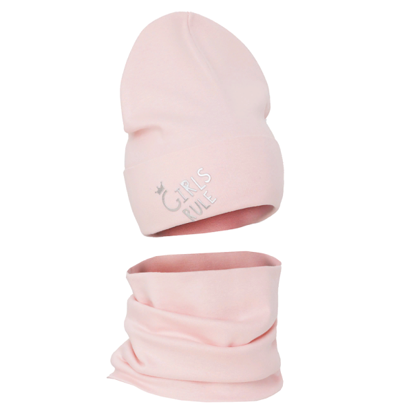 Комплект детский двойной Grandcaps светло-розовый - Комплект: шапочки и шарф
