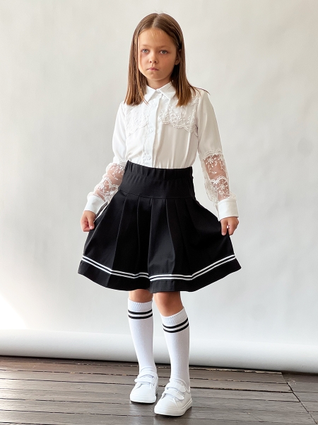 Юбка для девочек школьная БУШОН, модель SK9019, цвет черный - Юбки для девочек