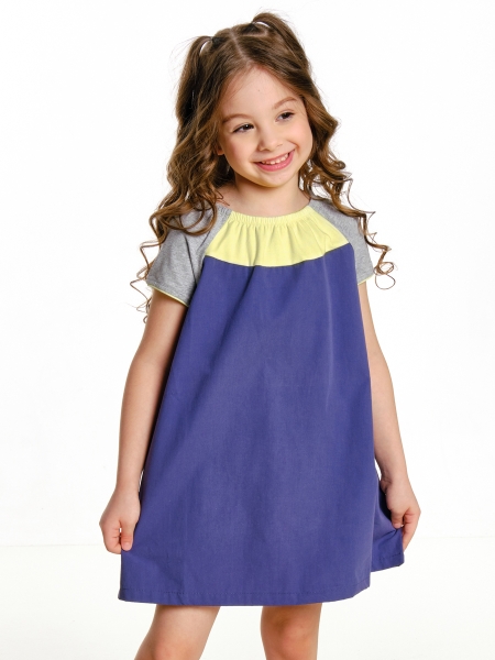 Платье для девочек Mini Maxi, модель 2686, цвет синий/желтый - Платья для девочек с коротким рукавом