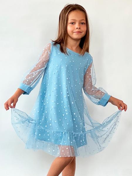 Платье для девочки нарядное БУШОН ST53, цвет голубой - Платья коктельные / вечерние