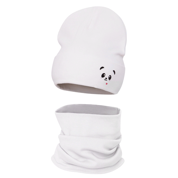 Комплект детский двойной Grandcaps молочный - Комплект: шапочки и шарф