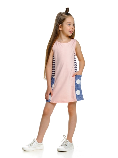 Платье для девочек Mini Maxi, модель 1408, цвет синий/розовый - Платья для девочек с коротким рукавом