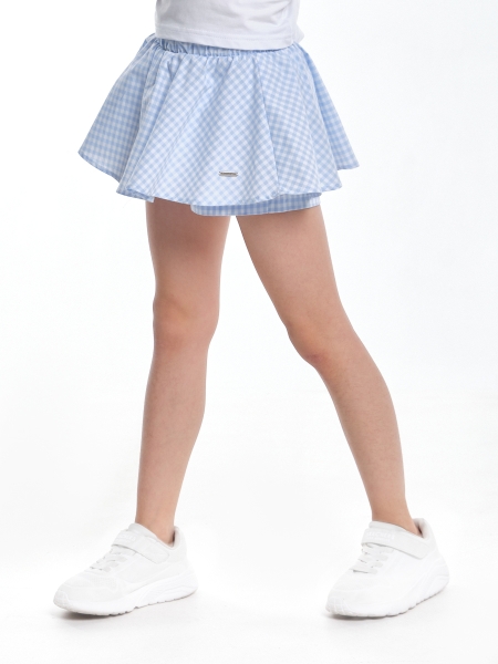Юбка-шорты для девочек Mini Maxi, модель 7046, цвет голубой/клетка - Юбки для девочек