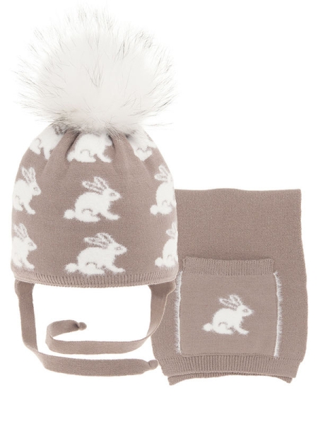 Комплект для девочки Лулу комплект, Миалт темно-бежевый, зима - Комплекты: шапка и шарф