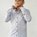 Рубашка для мальчика стрейч БУШОН, цвет серый/белый