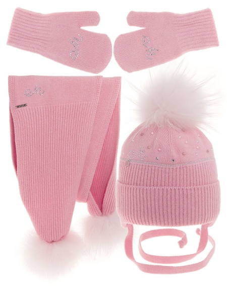 Комплект для девочки Юла комплект, Миалт розовый, зима - Комплекты: шапка и шарф