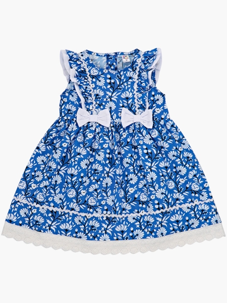Платье для девочек Mini Maxi, модель 7656, цвет синий/мультиколор - Платья для девочек с коротким рукавом