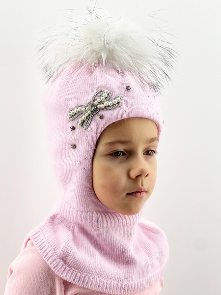 Шлем для девочки Джульетта, Миалт светло-розовый, зима - Шапки-шлемы зима-осень