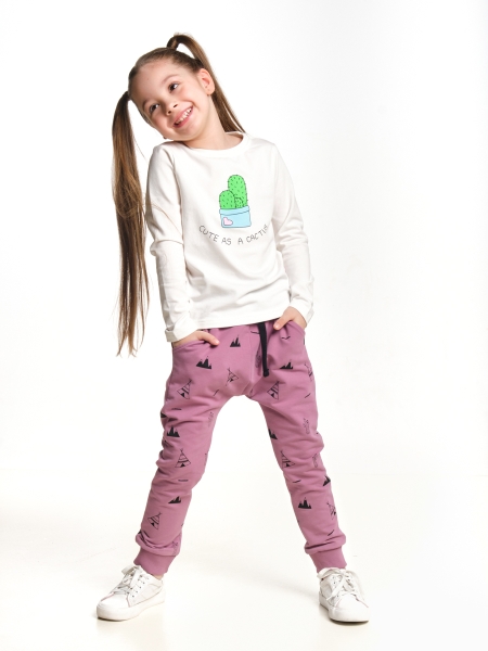 Комплект одежды для девочек Mini Maxi, модель 7049/7050, цвет белый/фиолетовый - Комплекты трикотажные