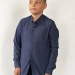 Рубашка для мальчика стрейч БУШОН, цвет серо-синий