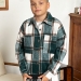 Рубашка для мальчика байковая БУШОН, цвет коричневый/изумрудный/белый клетка