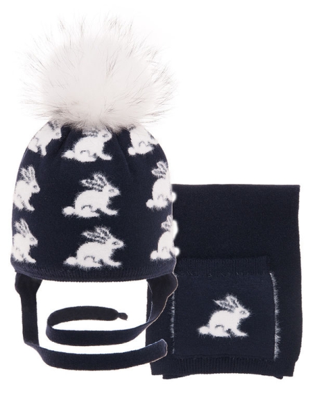 Комплект для девочки Лулу комплект, Миалт темно-синий, зима - Комплекты: шапка и шарф