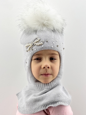 Шлем для девочки Джульетта, Миалт светло-серый, зима